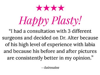 review1 Patient review for Dr. Alter: 4 stars, Happy Plasty!